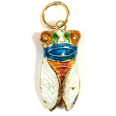 ENAMEL CICADA 13X29MM WHITE